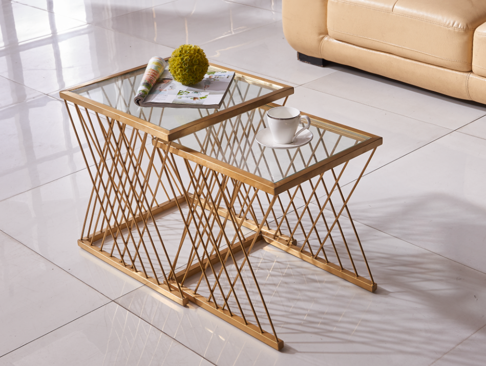 stainless steel tea table glass tea table design