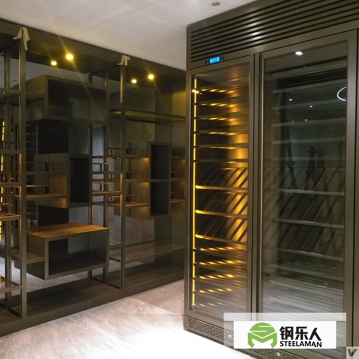 Modern Luxury Golden Design Dubai Living Room Wine Cabinet