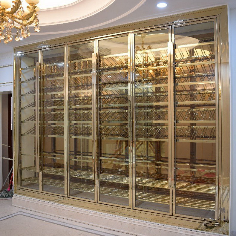 Modern Luxury Golden Design Dubai Living Room Wine Cabinet