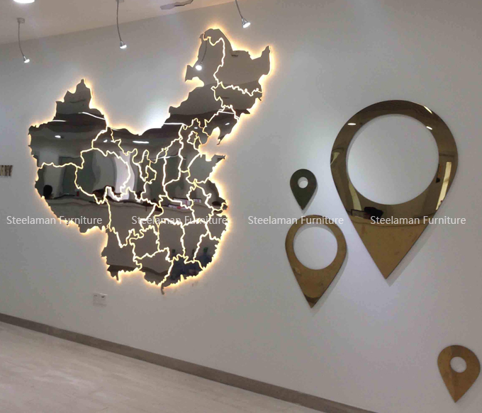 Steelstain Steel Background wall decoration.the map of China