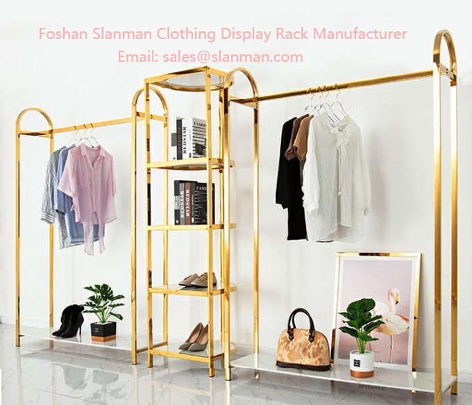 Clothing display rack golden decoration