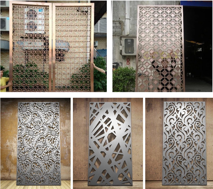 Metal wall screen decor with LED light