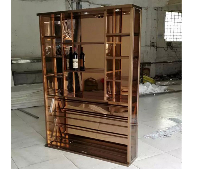 Gold stainless steel wine cabinet customized