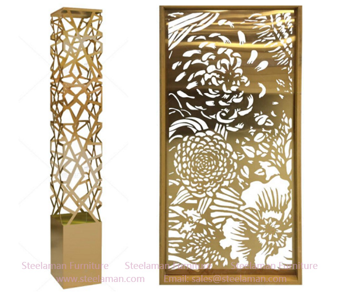S2301 stainless steel Screen Material: alum. inside + wood frame with painting gold