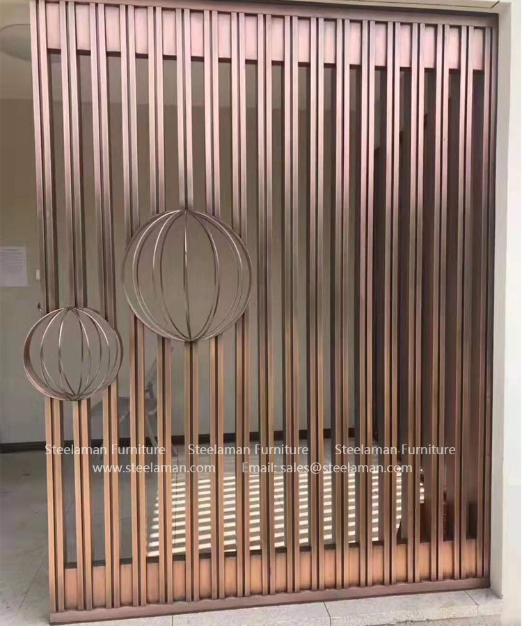 Custom Design Stainless Steel Full Welded Brushed Metal Room Divider