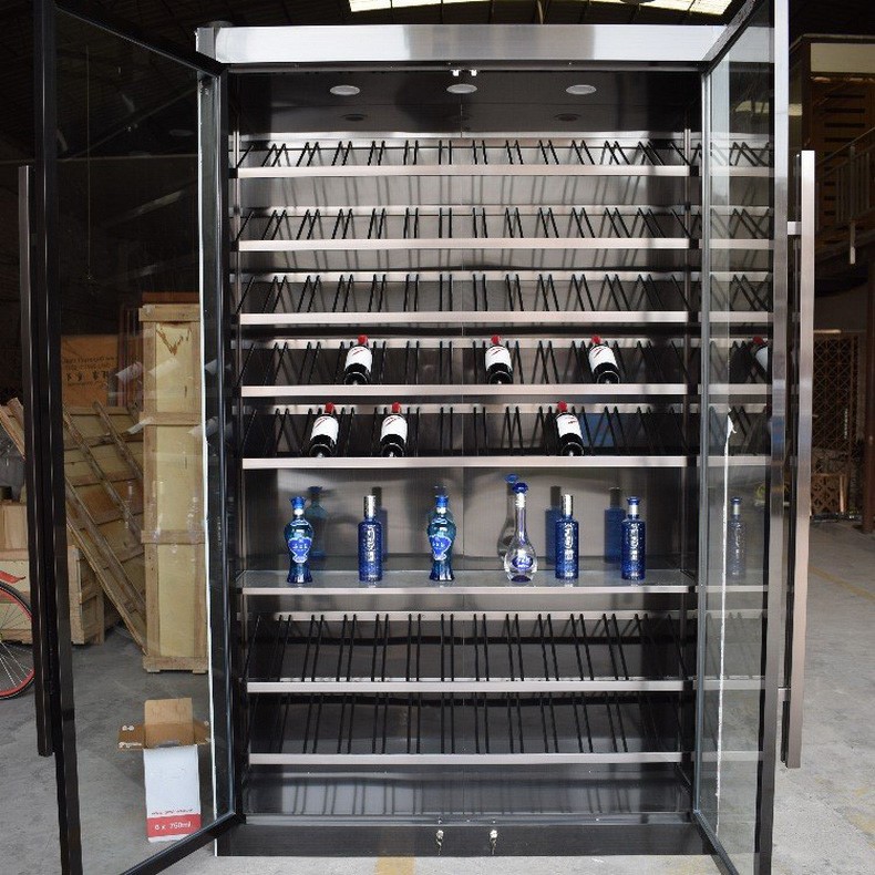 Modern constant temperature cooler stainless steel wine storage wine cellar display holder
