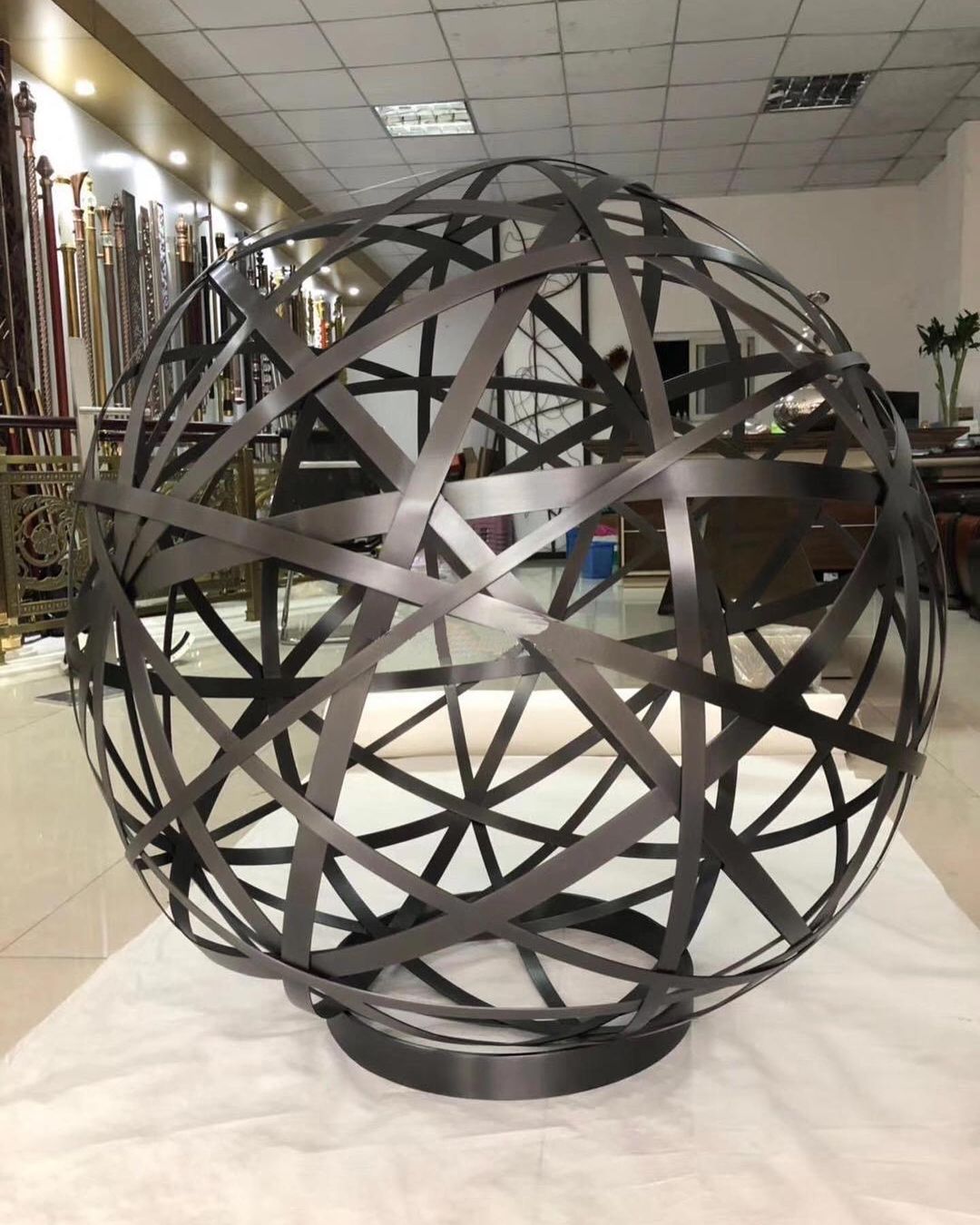 Bahrain--Custom stainless steel ball with black hairline plate finish